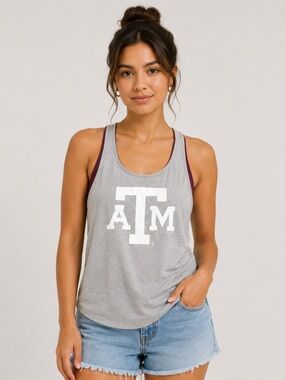 Reversible Women’s L Texas A&M Racer back Tank Top Aggies Collegiate College